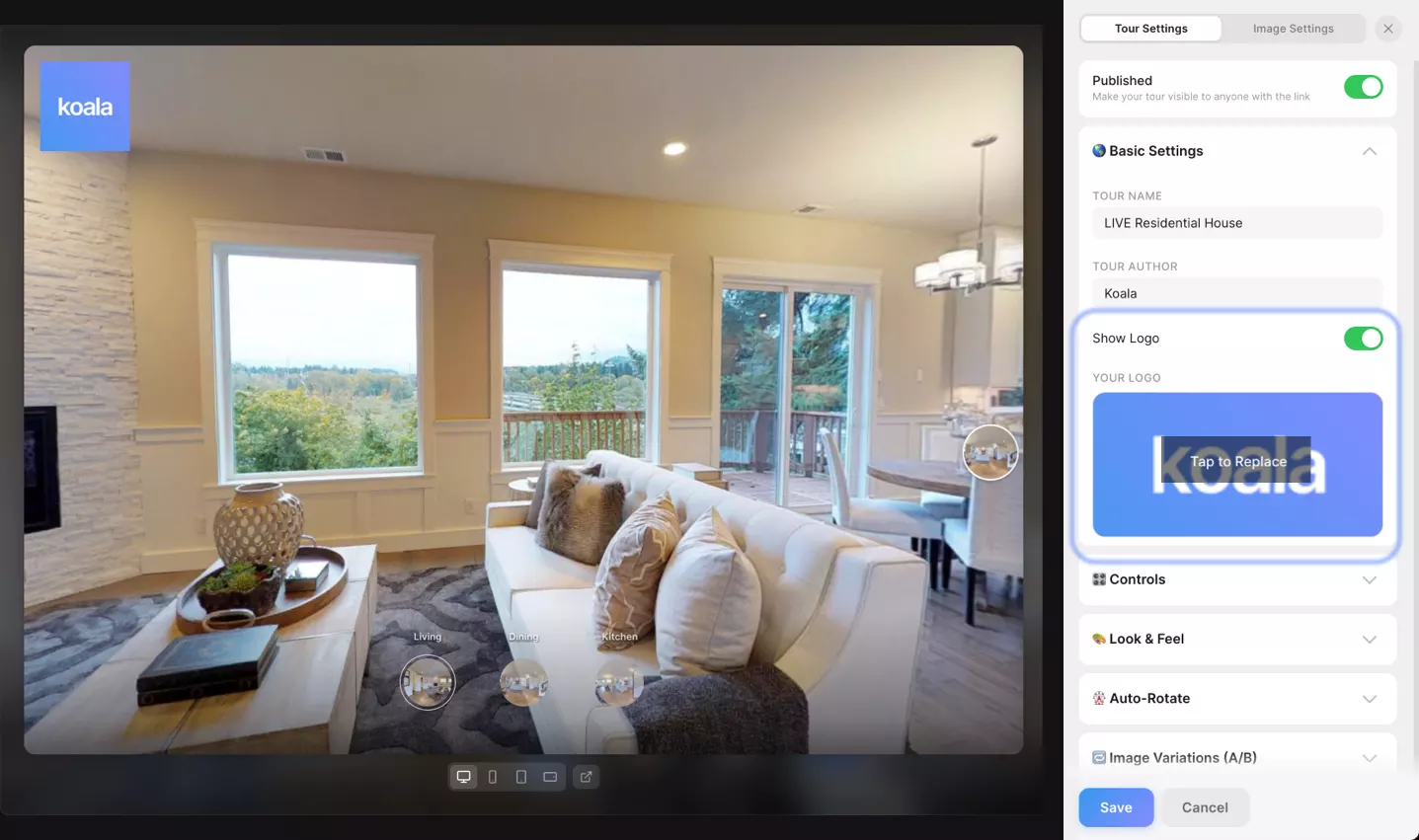 White-label branding settings — upload your logo