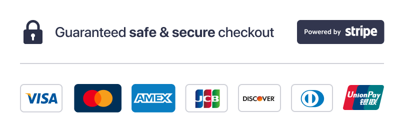 We accept Visa, Mastercard, Amex, Apple Pay, Google Pay - Powered by Stripe